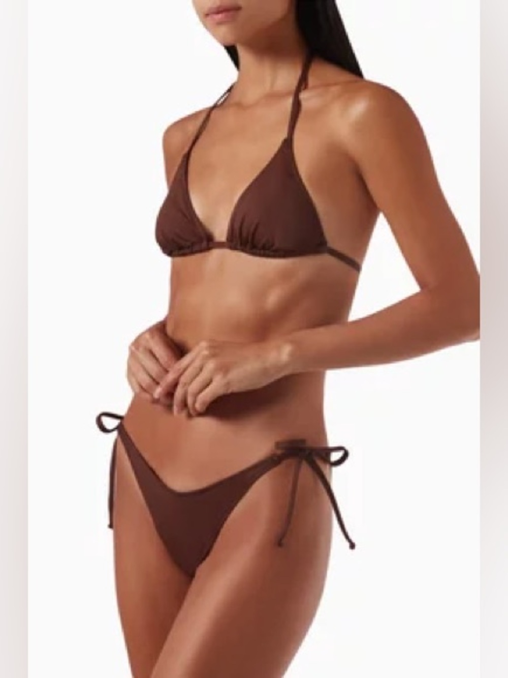 SKIMS Swim Dipped Tie Bikini Set Cocoa Brown L